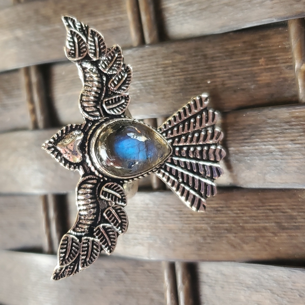New Mystic Labradorite 925 Silver Ring.
